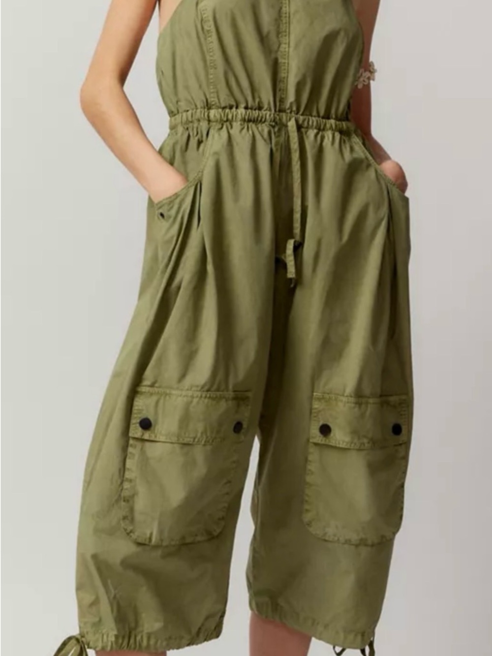 BDG Olive Utility Cargo Romper